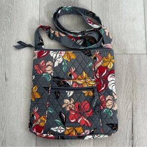 Vera Bradley Gray Floral Coastal Quilted Crossbody Bag